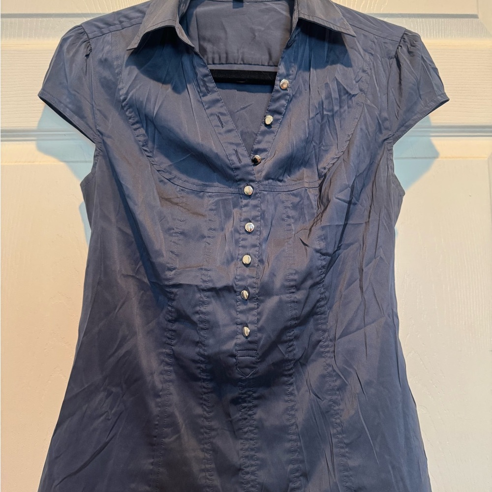 Express Blue Cap Sleeve Blouse